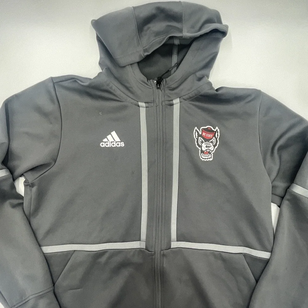 Adidas Aeroready Full Zip Hoodie Sweatshirt‎ Gray NCS Wolfpack Active Casual 631